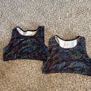 Justice Black and Multicolor Graphic Sports Bra